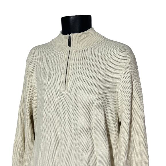 NWT J.Crew Cotton Honeycomb Knit Half-Zip Sweater in Natural Size L - Picture 5 of 9